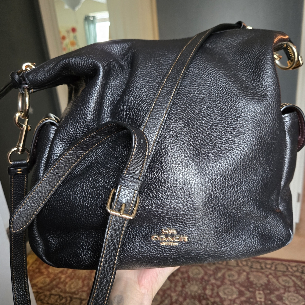 Coach Black Pebbled Leather Shoulder Bag